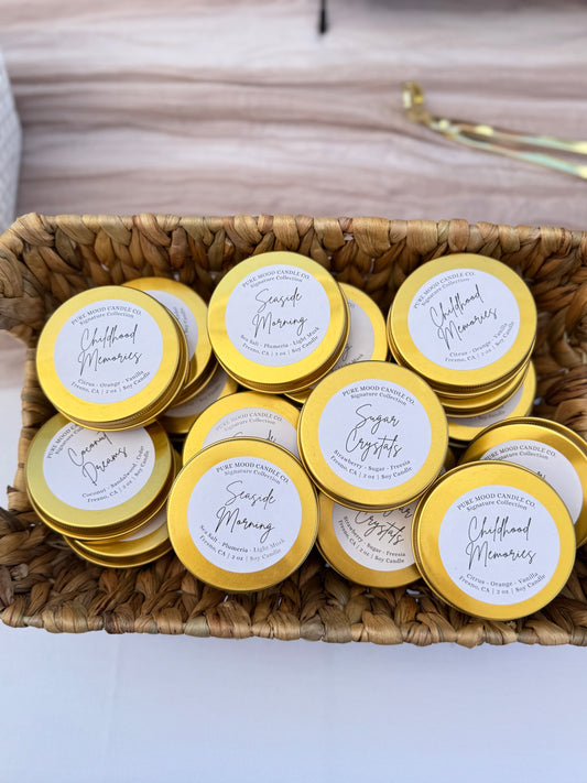 Mini Gold Tin Candles - 2 oz